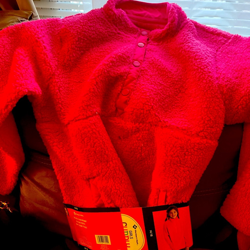Girls 14/16 Pink Sherpa Pullover